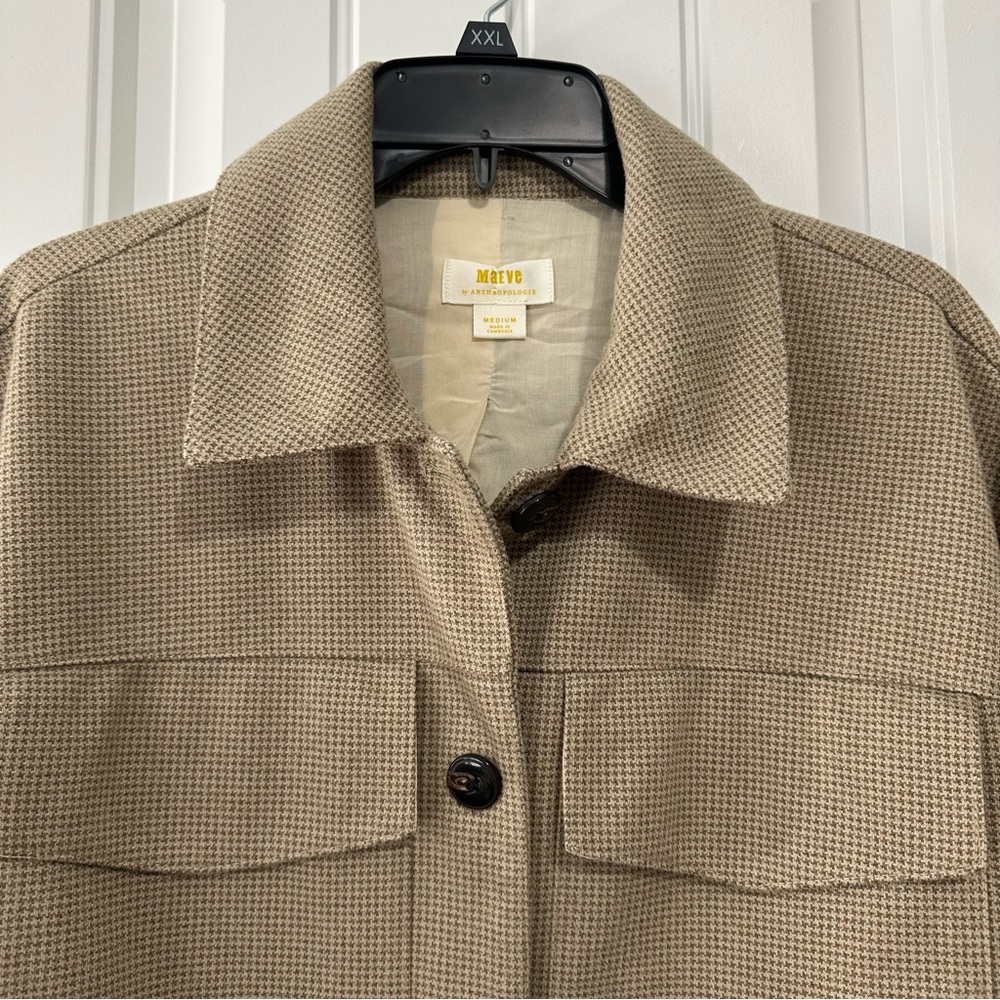 Maeve by Anthropologie Tan Utility Jacket with Flap Pockets - Picture 2 of 5